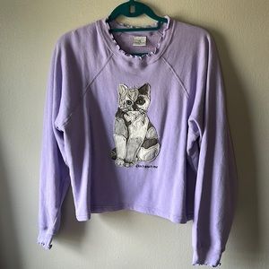 Never Worn Teddy Fresh “Don’t Touch Me” Cat Appliqué Cropped Sweater